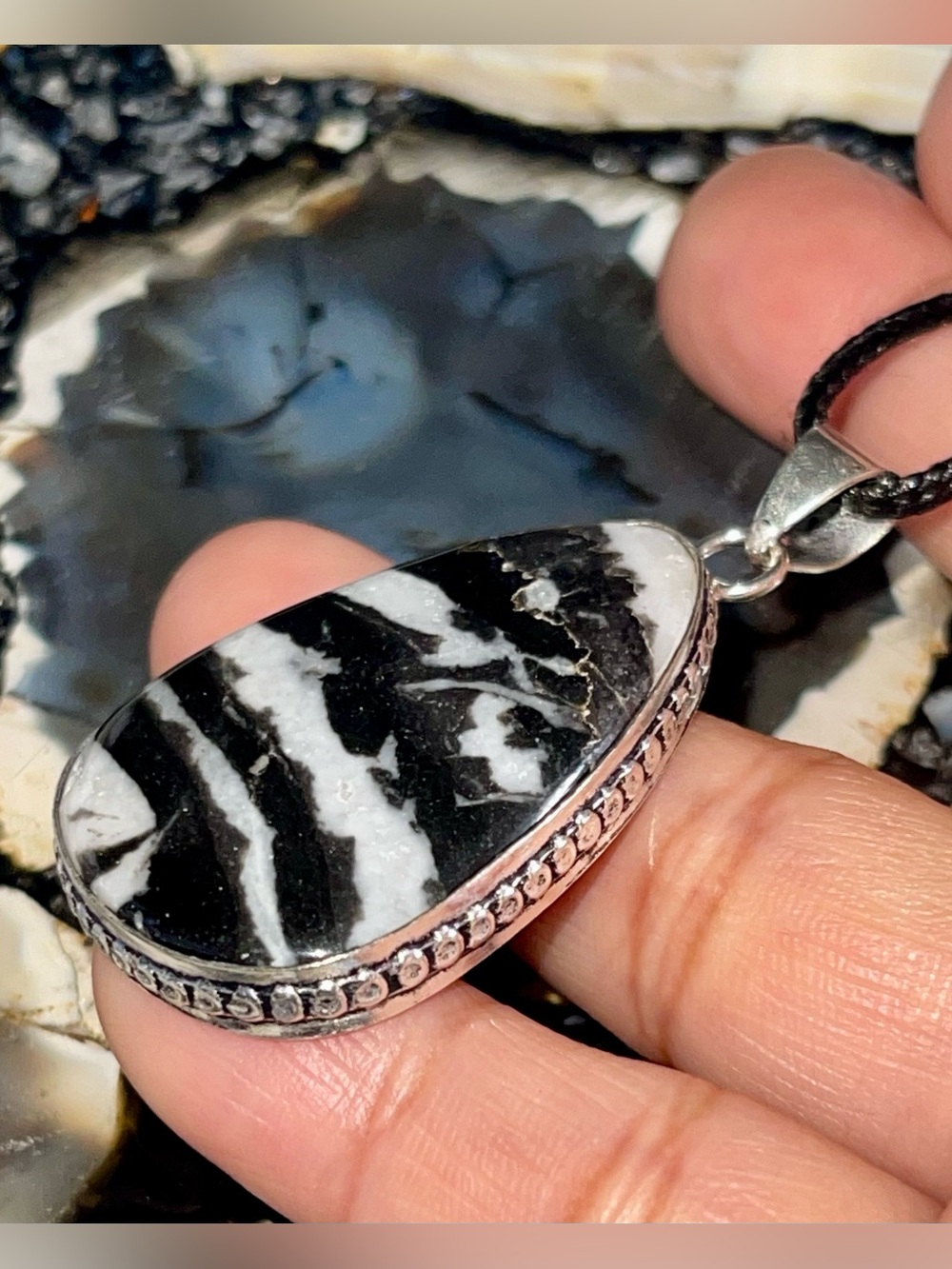 White Buffalo Turquoise Crystal Pendant 2”